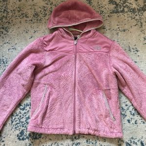 Pink north face zip up jacket